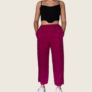 Silky magenta purple swirl pattern pants
